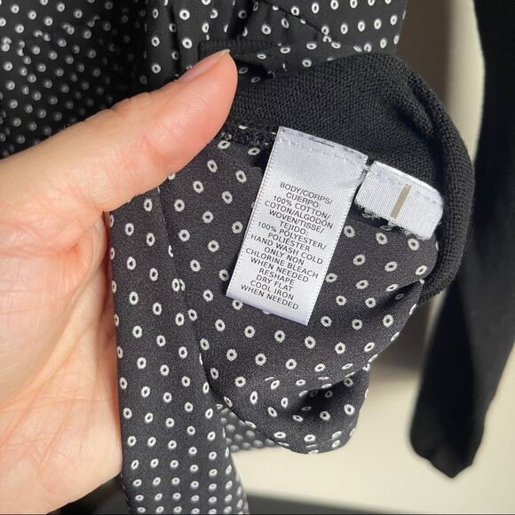 Loft Black Layered Polka Dot Shirttail Lightweight Sweater - Picture 6 of 6